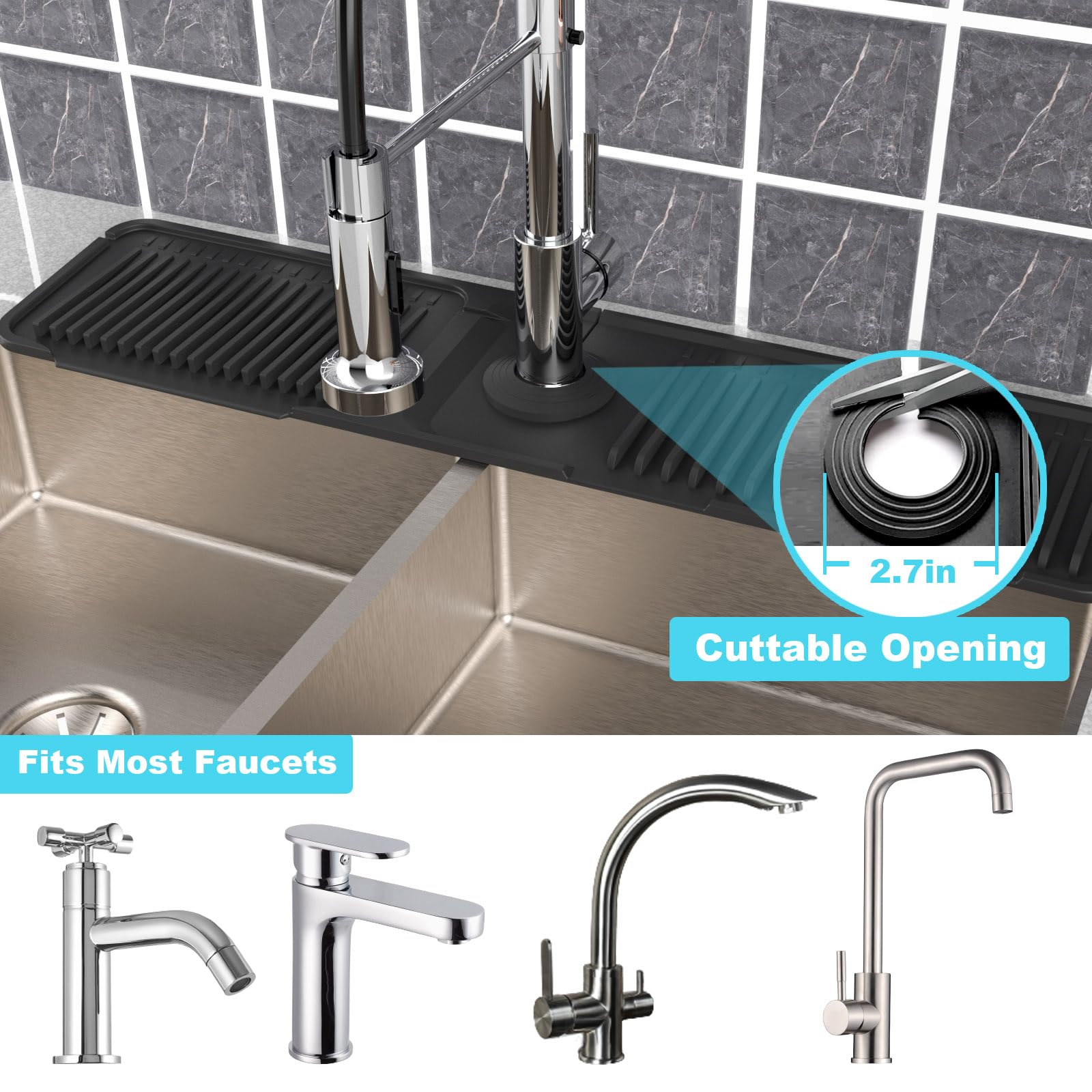 Abulun multiuse sink splash guard installed in various spaces