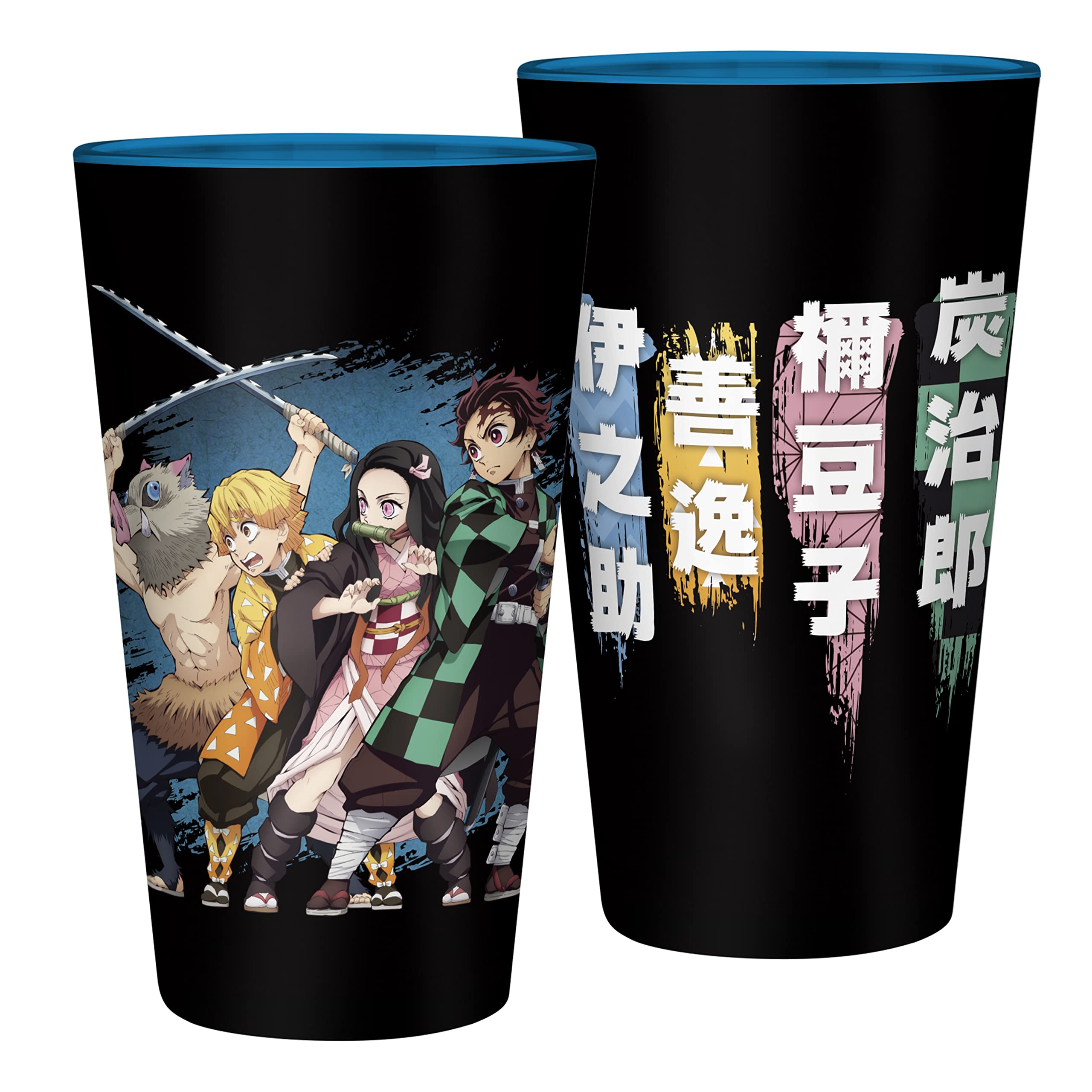 ABYSTYLE Demon Slayer pint glass featuring Tanjiro and Nezuko, ideal for cold drinks and collectors.