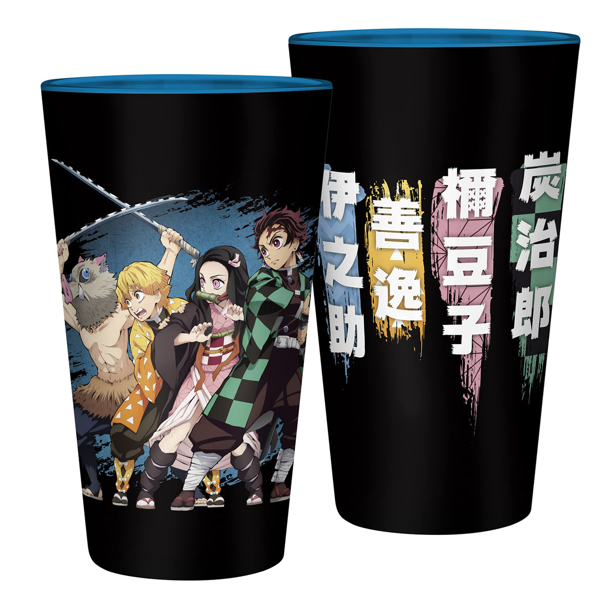 ABYSTYLE Demon Slayer pint glass featuring Tanjiro and Nezuko, ideal for cold drinks and collectors.