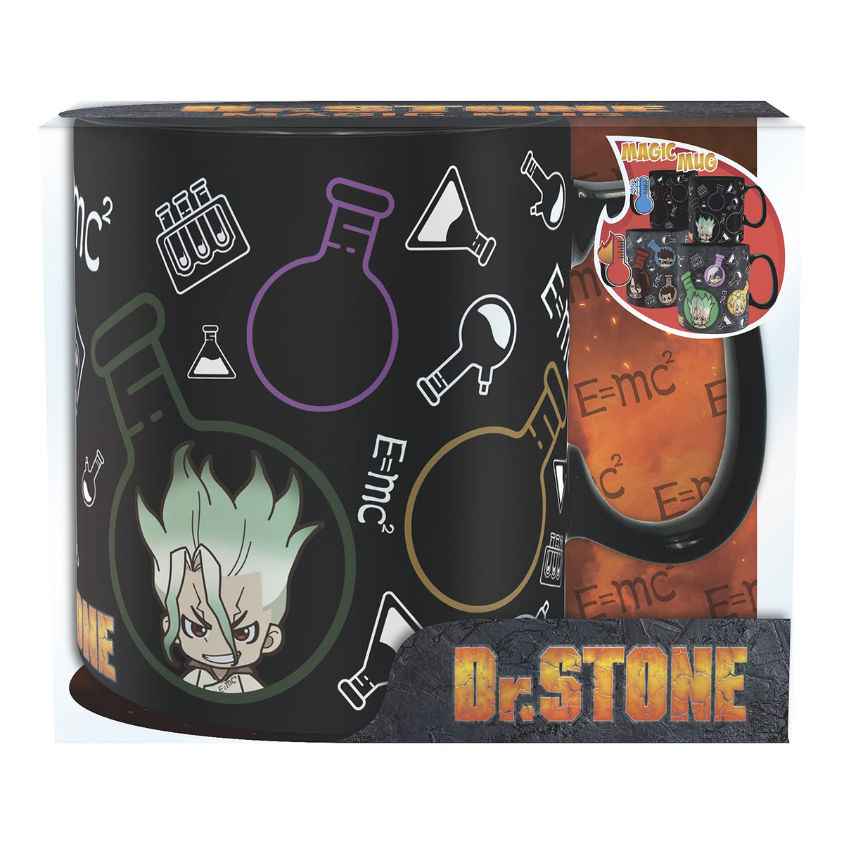 ABYSTYLE Dr Stone color-changing mug reveals artwork when hot, ideal for cozy mornings.