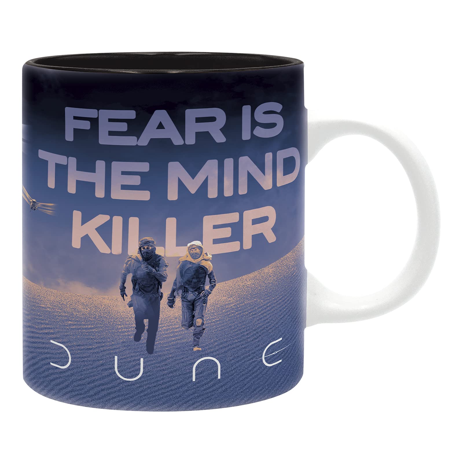 ABYSTYLE Dune mug with Paul and Chani in a hero shot, ideal for coffee moments.