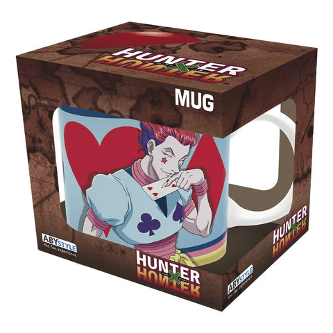 ABYSTYLE Hisoka mug packshot highlights collectible anime design.