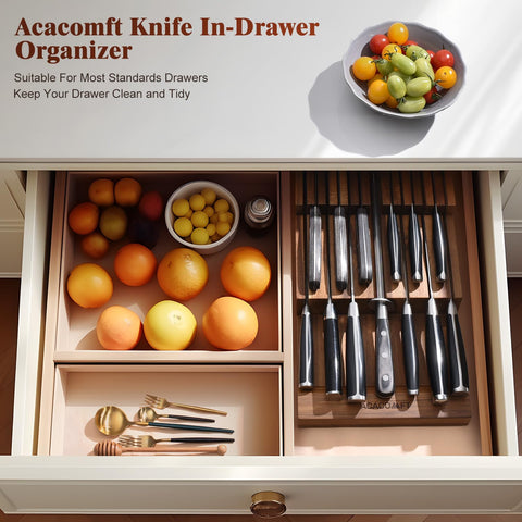 Acacomft wide-slot design supports organized knife preparation
