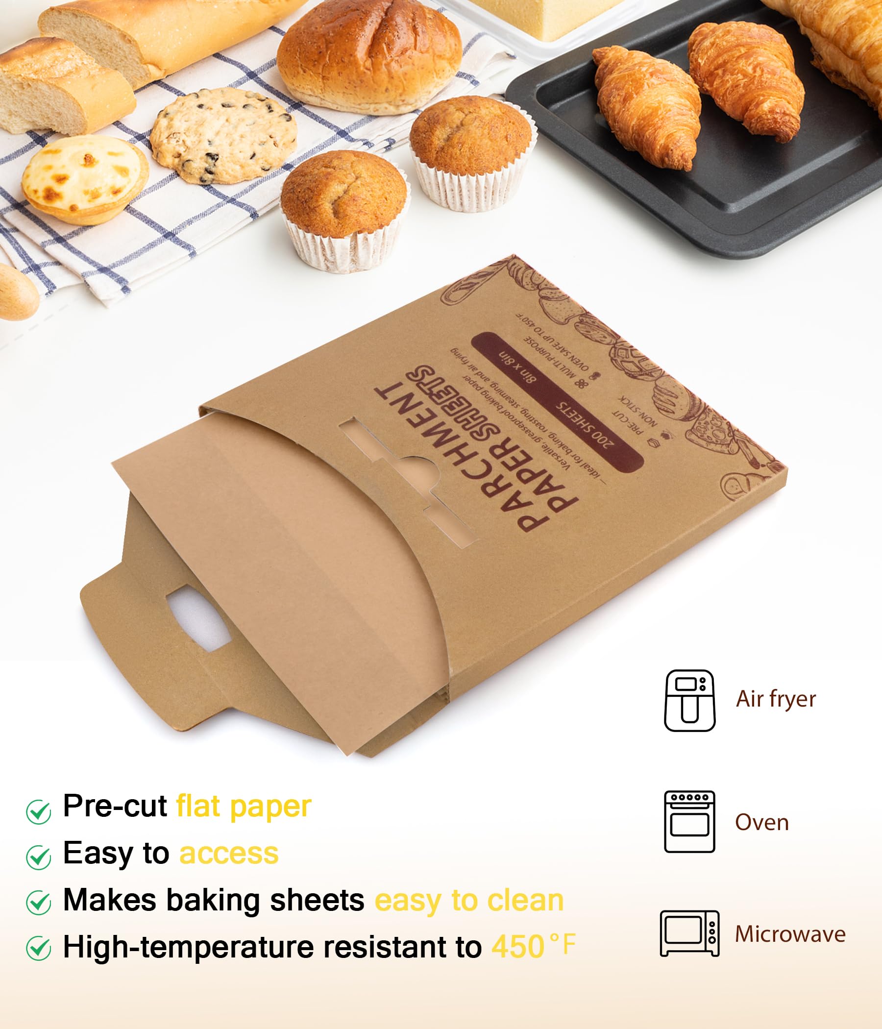 Acasimo multi-use parchment sheets ideal for baking, wrapping, and freezing foods