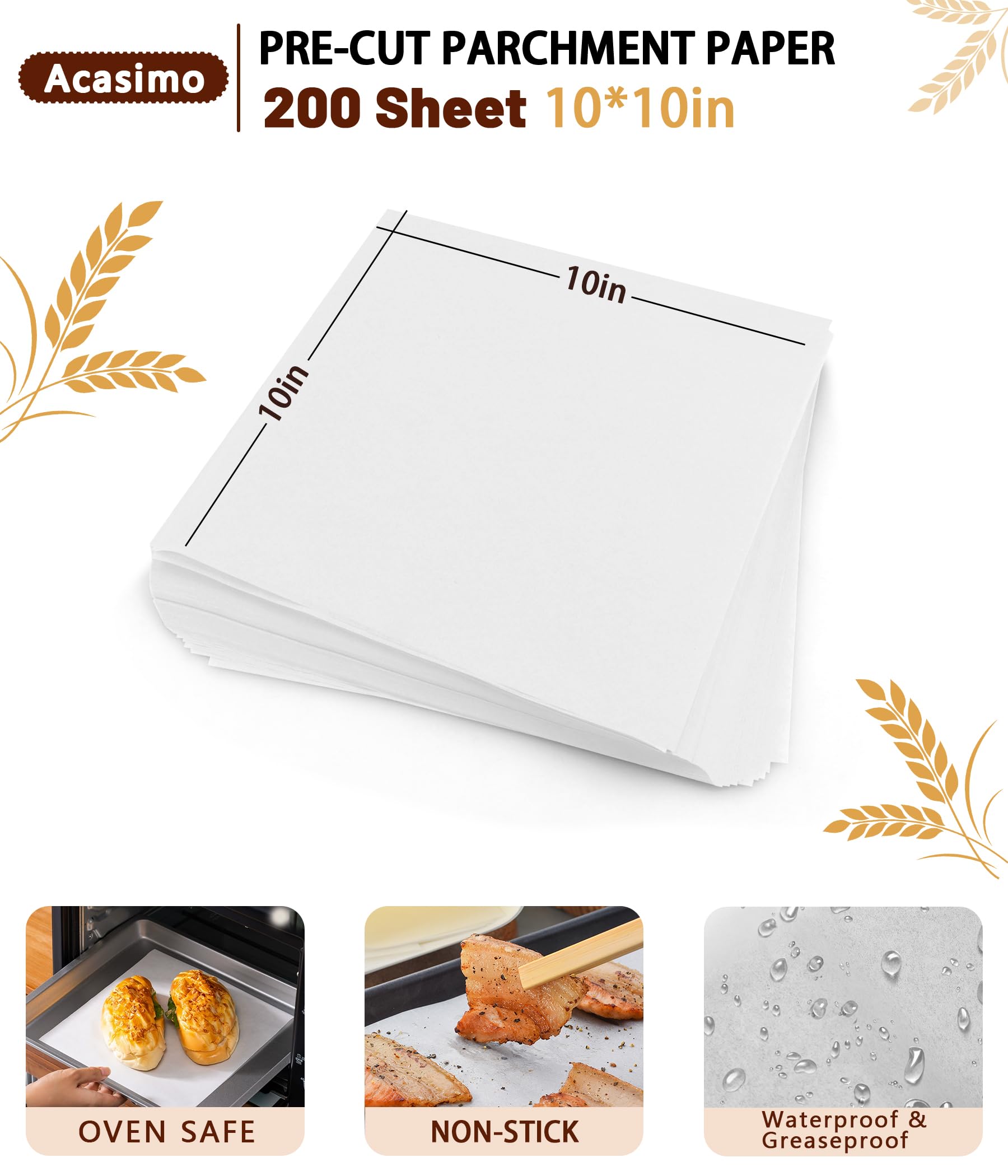 Acasimo non-stick baking paper lining a tray for simple food release.