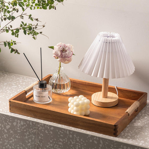 ACBORN large wooden tray on coffee table ready for snacks