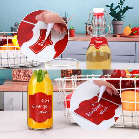 Accguan 12-pack glass bottles with flip-top lids for beverages and condiments.