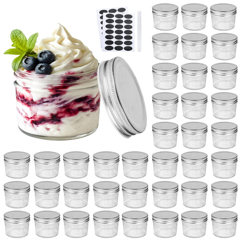 Accguan 4oz glass jar with silver lid for versatile storage of jams.