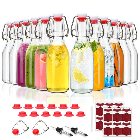 Accguan 8oz flip-top glass bottle for kombucha with airtight seal and reusable design.