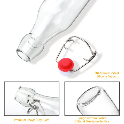 Accguan 8oz flip-top glass bottle stores vanilla extract with airtight lid.