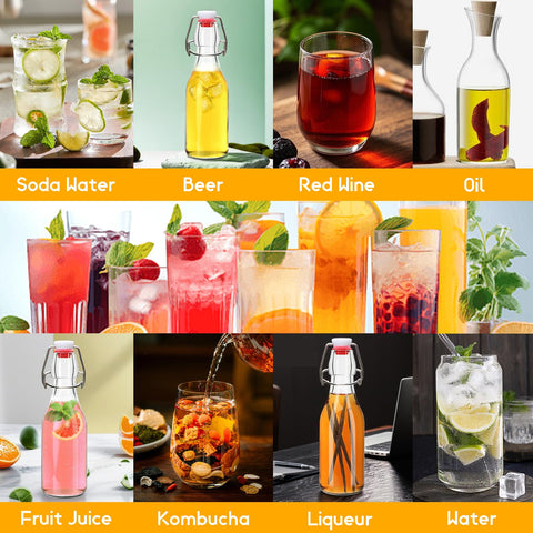 Accguan 8oz swing-top glass bottle for beer with secure closure.