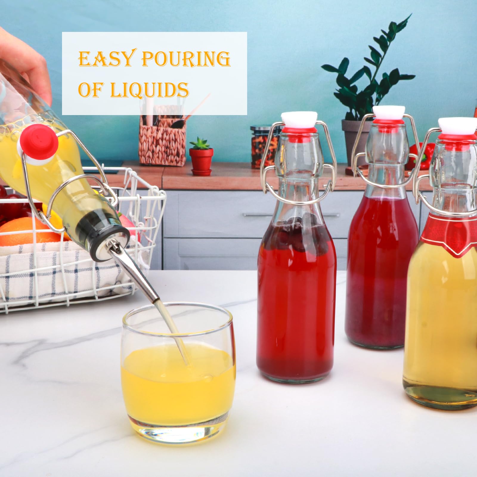 Accguan 8oz swing-top glass bottle for oil with strong leak-proof seal.