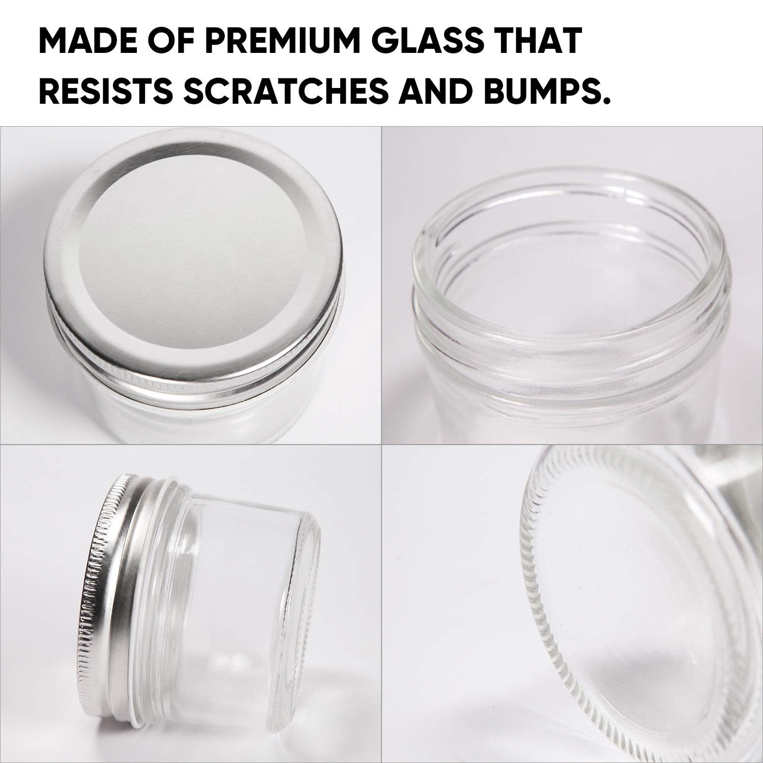 Accguan clear glass jar offers quick content inspection at a glance.