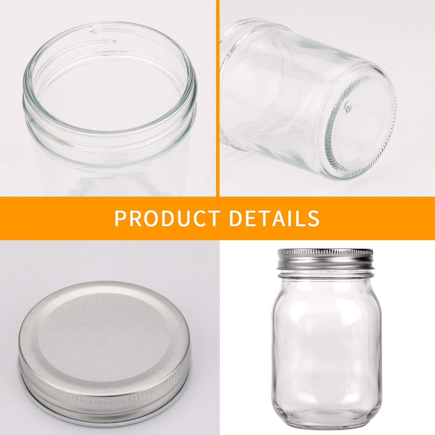 Accguan 16oz glass jar in fridge demonstrating refrigerator-safe storage.