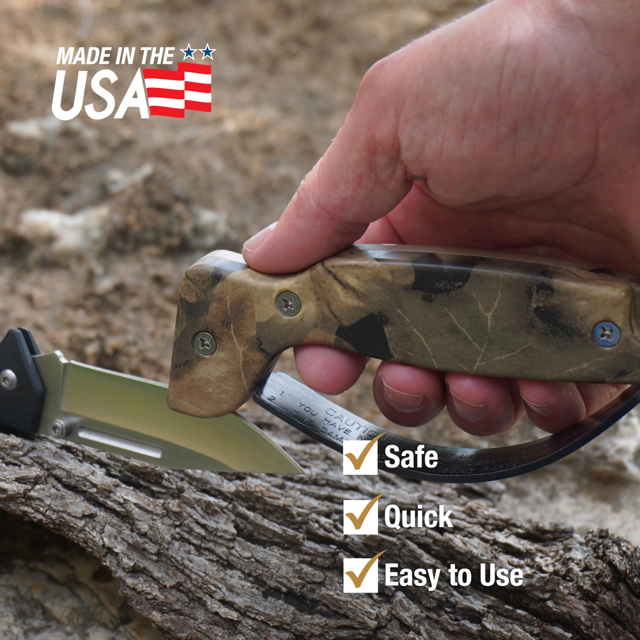 Ergonomic guard and full-length protection for safer sharpening.