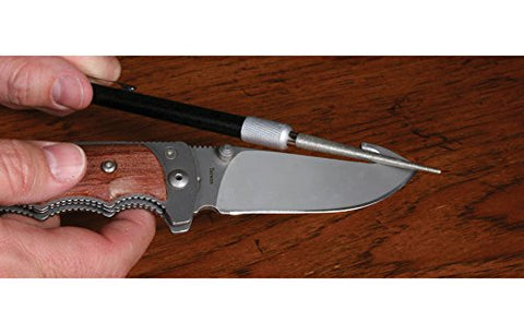 AccuSharp diamond-coated steel rod for durable sharpening of serrated and straight blades.