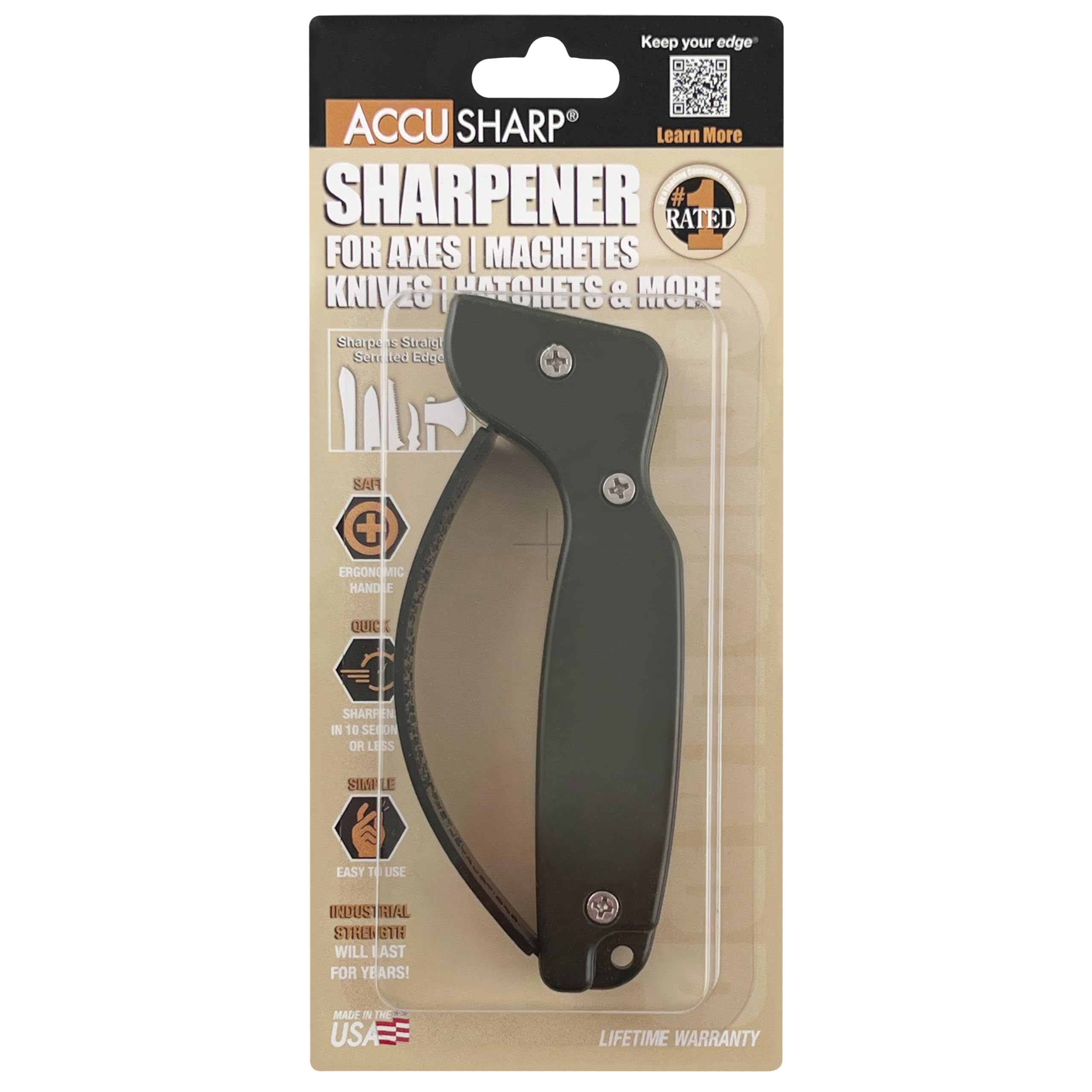 ACCUSHARP diamond-honed tungsten carbide blades deliver long-lasting sharpness and repeatable results.