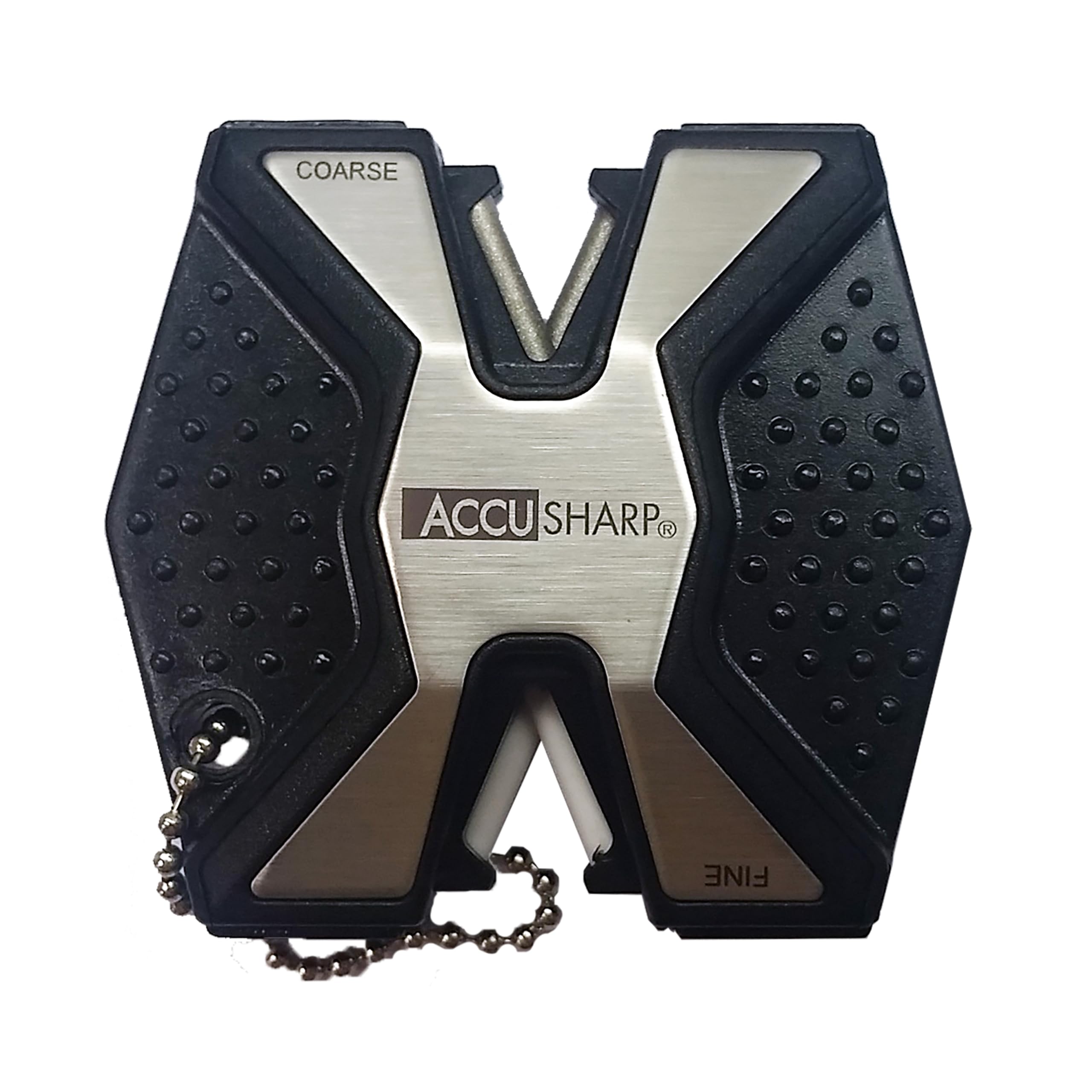 AccuSharp Diamond Pro 2-Step sharpener front view with coarse rod for sharpening blades