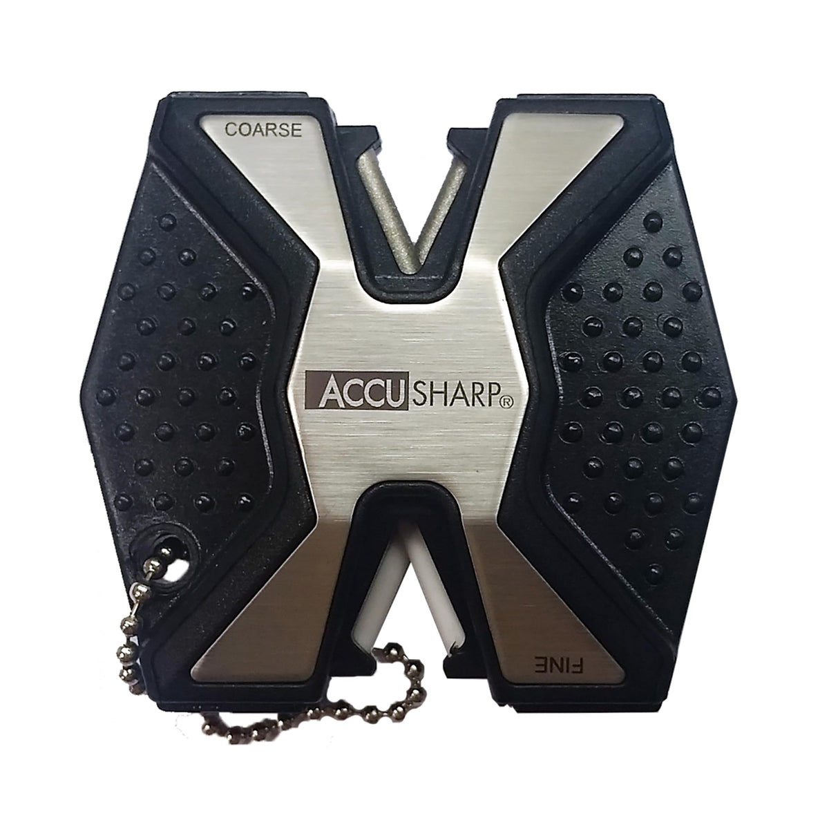 AccuSharp Diamond Pro 2-Step sharpener front view with coarse rod for sharpening blades