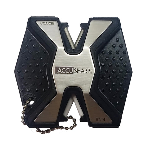 AccuSharp Diamond Pro 2-Step sharpener front view with coarse rod for sharpening blades