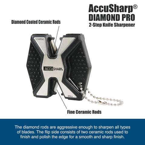 AccuSharp Diamond Pro portable knife sharpener with keychain attachment for on-the-go touch-ups