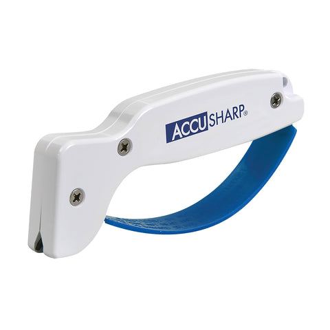 ACCUSHARP knife sharpener with ergonomic handle sharpening knives quickly and safely.