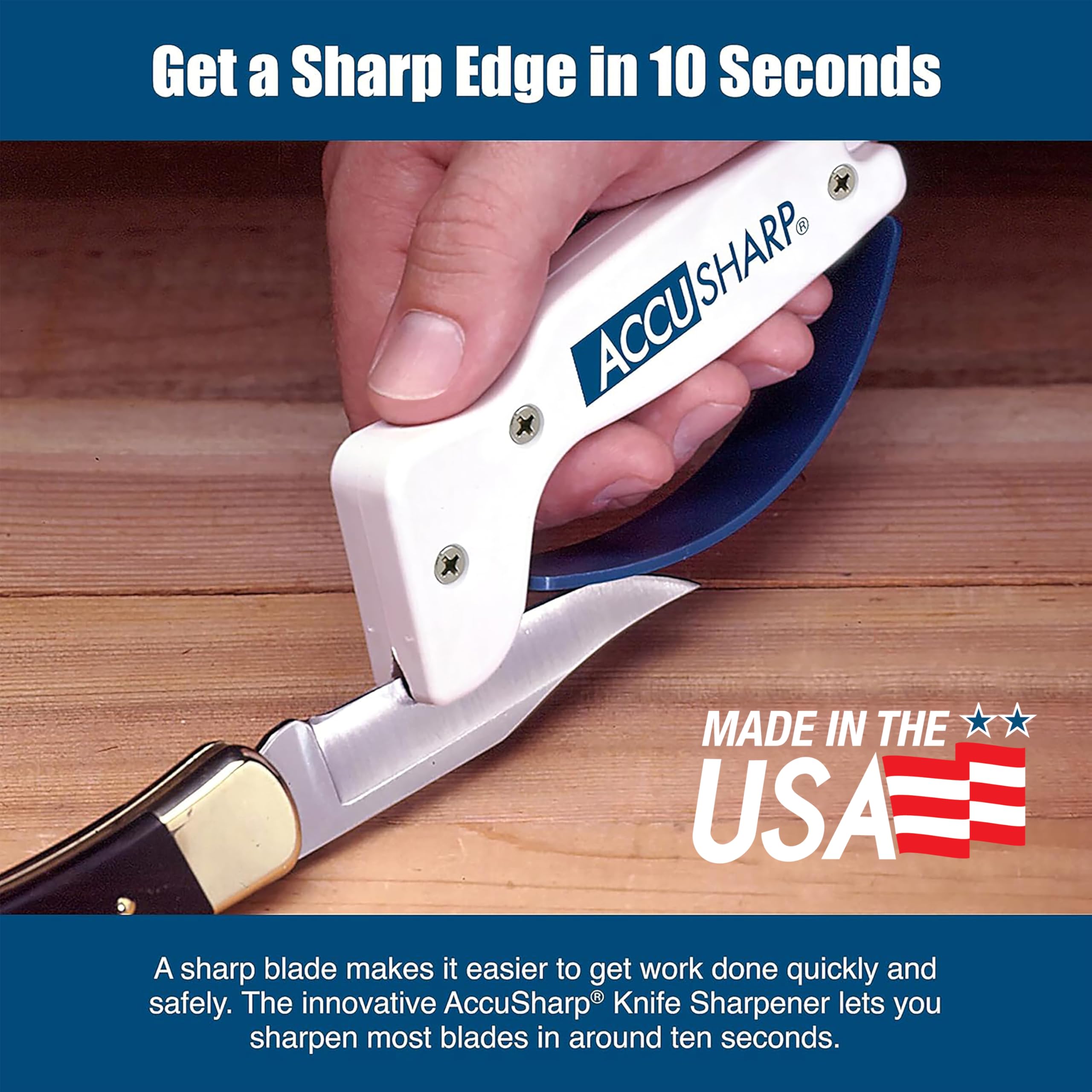 Reversible blades extend the life of the ACCUSHARP sharpener.