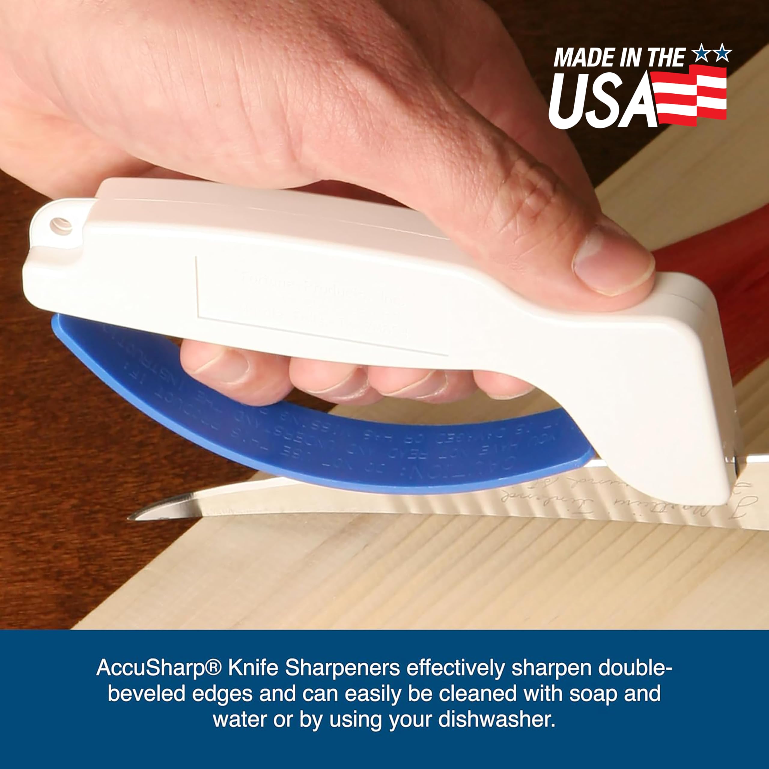 AccuSharp sharpener is easy to clean in soap and water or a dishwasher.