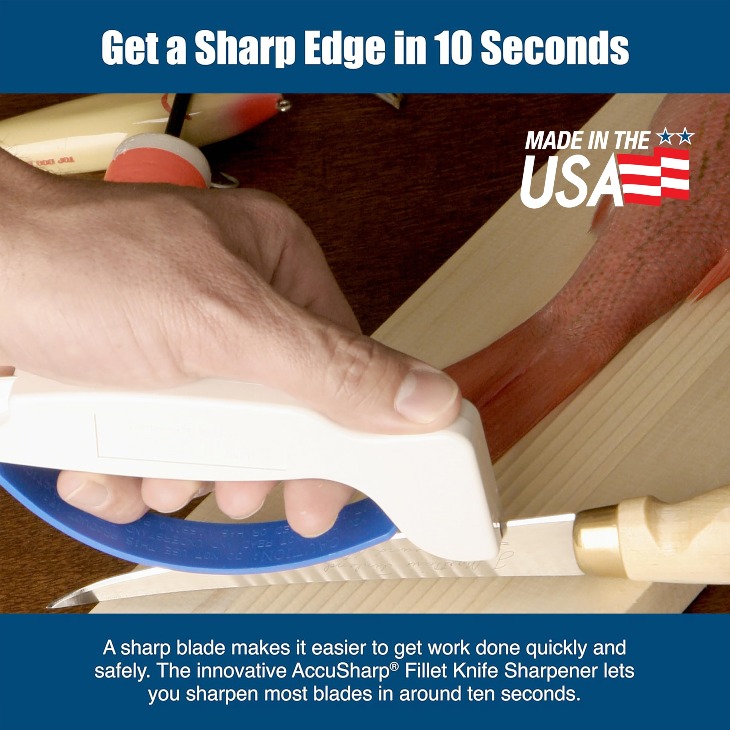 AccuSharp sharpener offers durable construction for years of reliable sharpening.