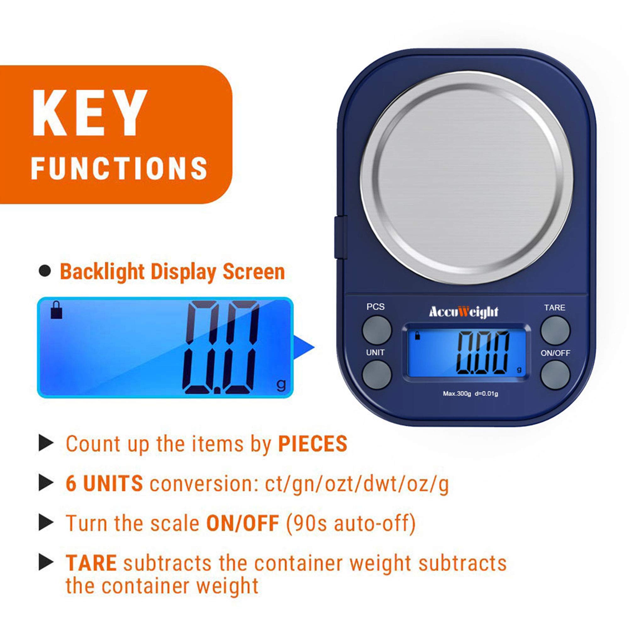 AccuWeight digital gram scale with 0.01 g precision for fine items