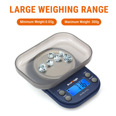 AccuWeight backlit display ensures clear readings in dim environments