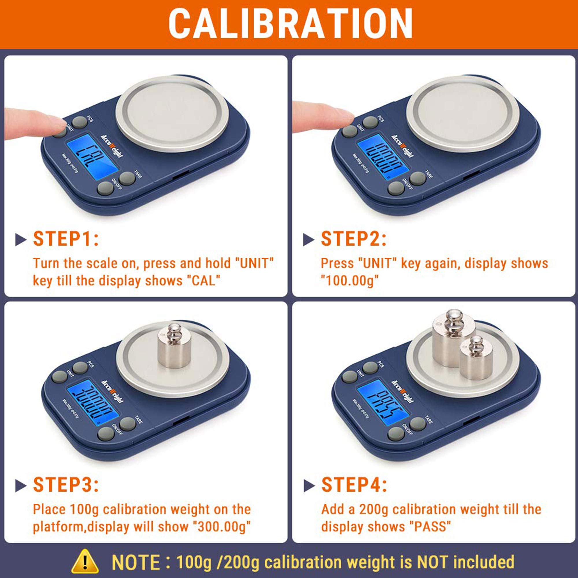 AccuWeight tare-ready scale shows net weight quickly