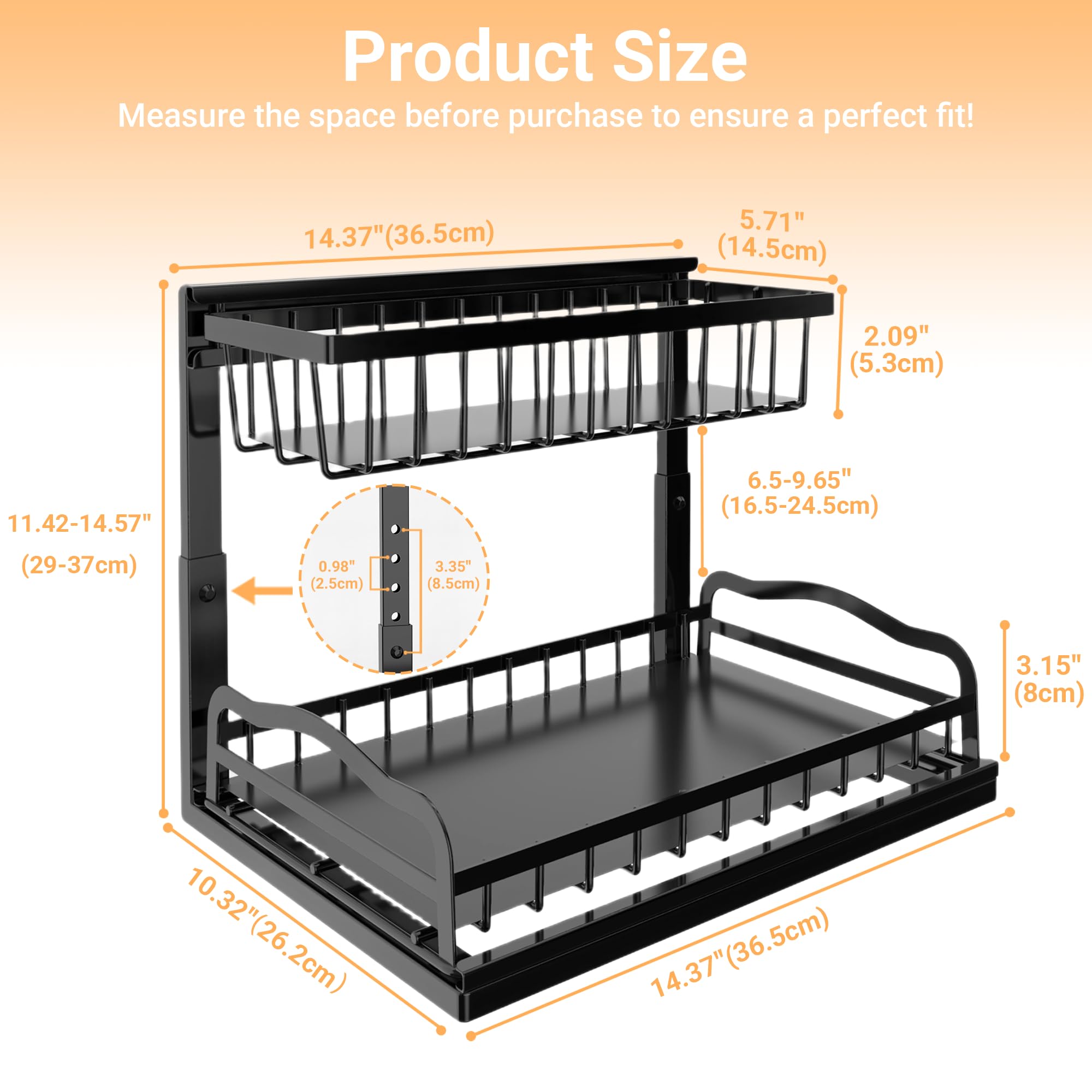 AceMining under-sink organizer sliding drawers provide easy reach to back items