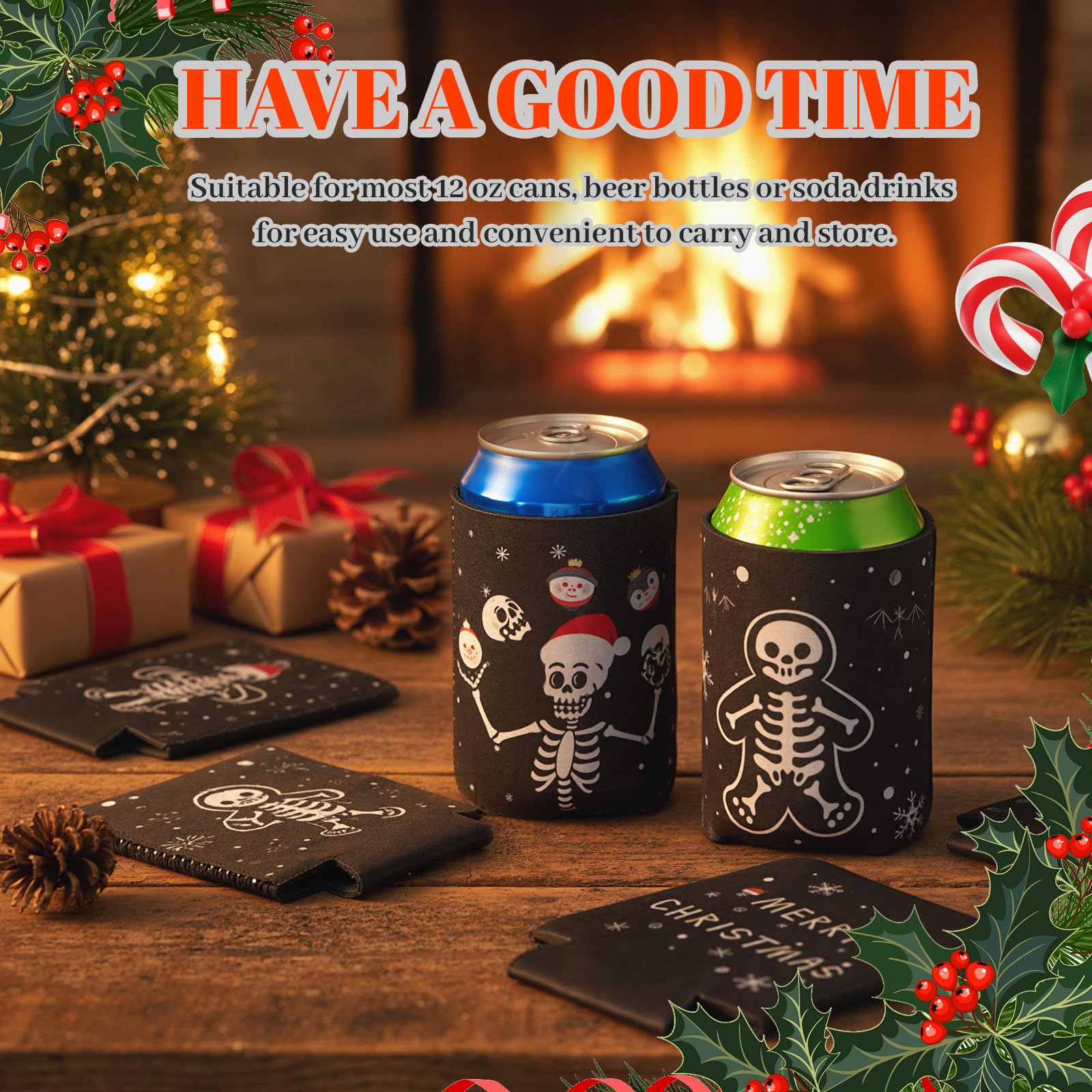 Acellegic 12oz can cooler fits most standard cans for comfortable handling.