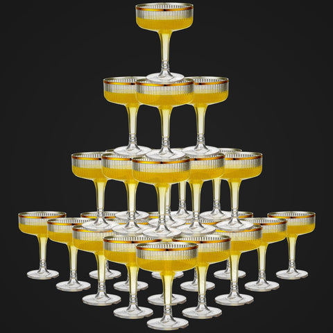 Acellegic 24-piece champagne coupe set with glitter gold for elegant celebrations