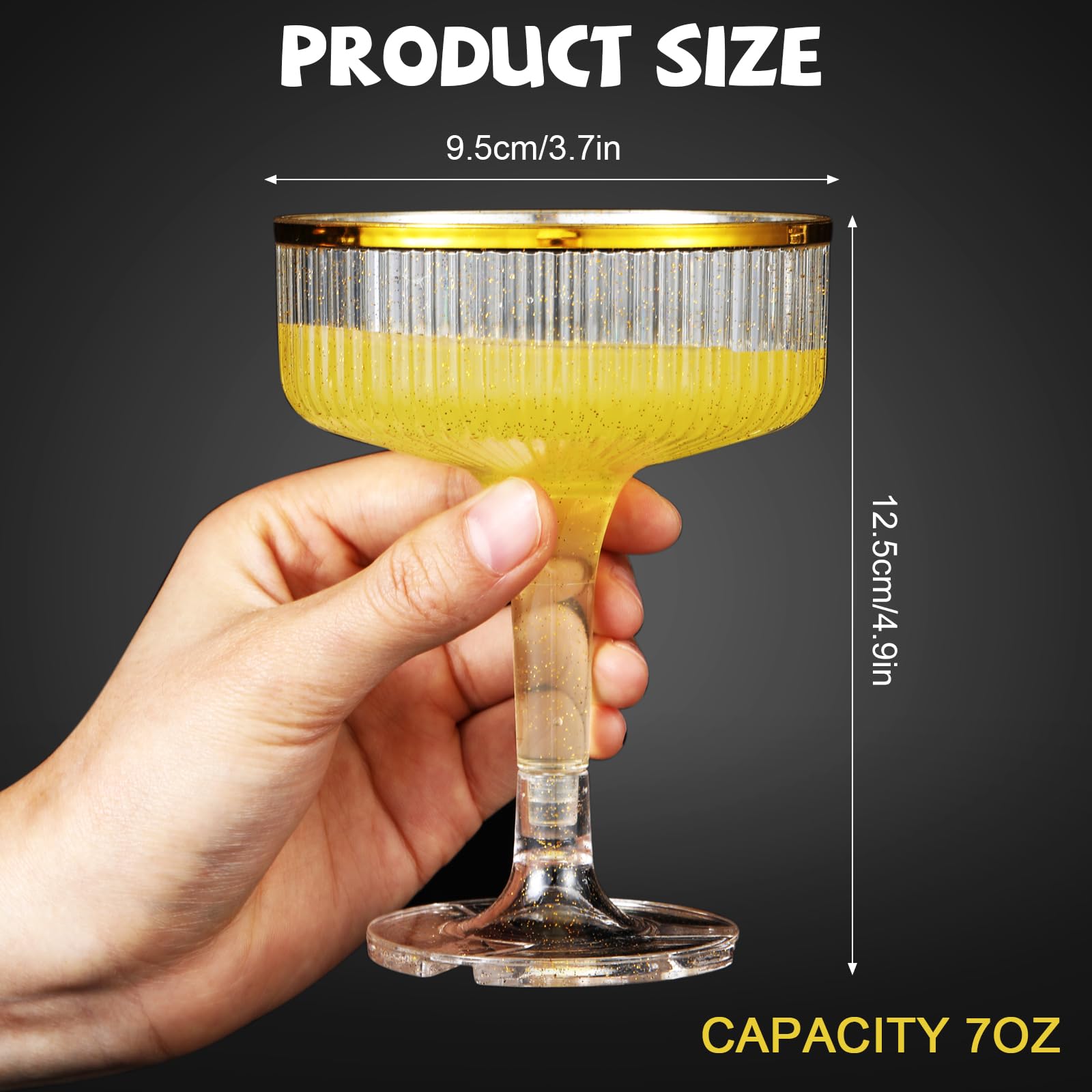 Acellegic 7oz champagne coupe glass with gold rim ideal for toasts and festive drinks