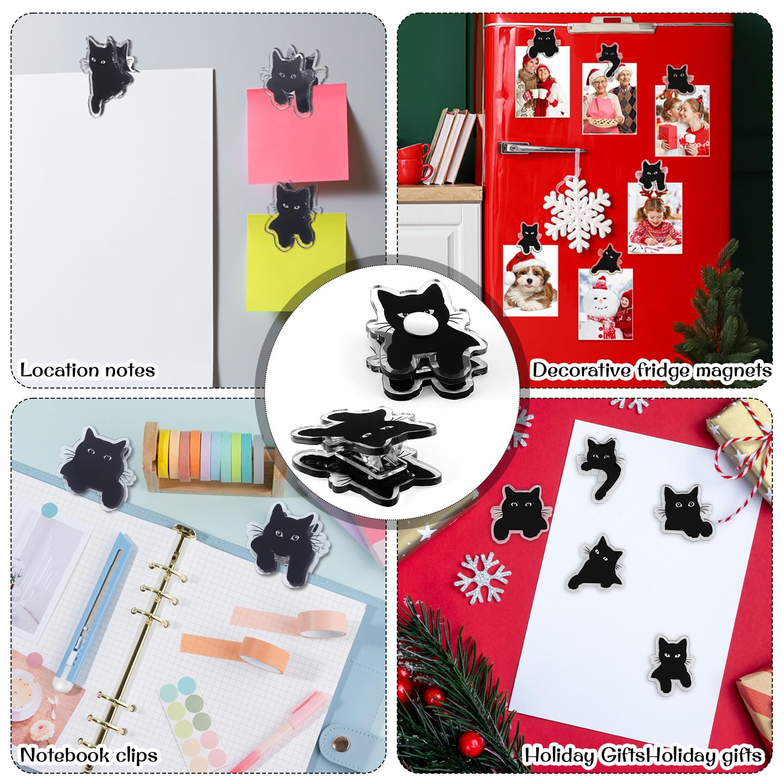 Acellegic magnetic cat clip keeps snacks fresh with decorative flair.