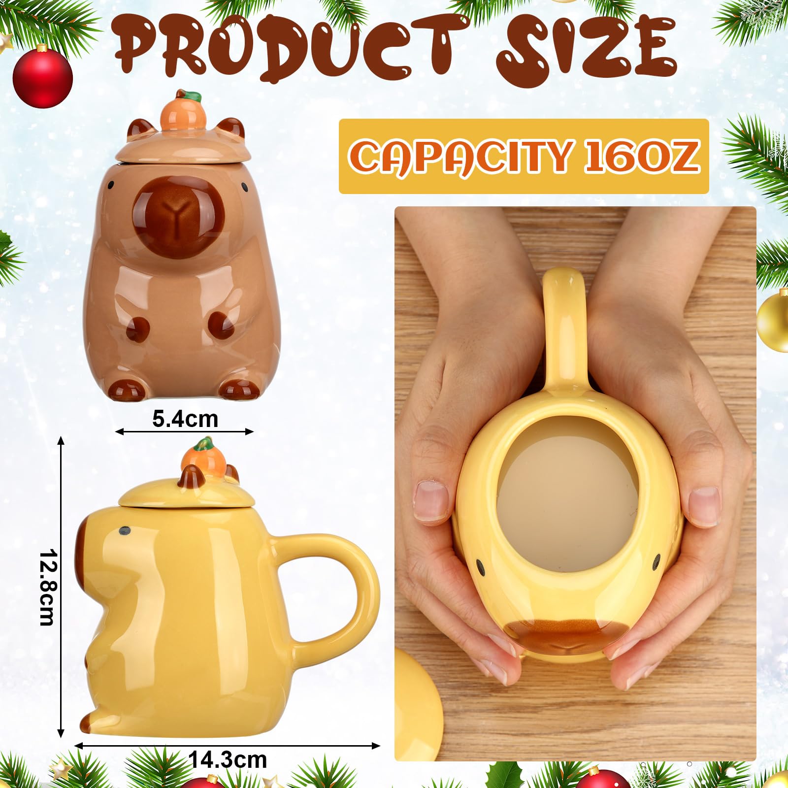 Acellegic Capybara mug set in lemon yellow with matching lids