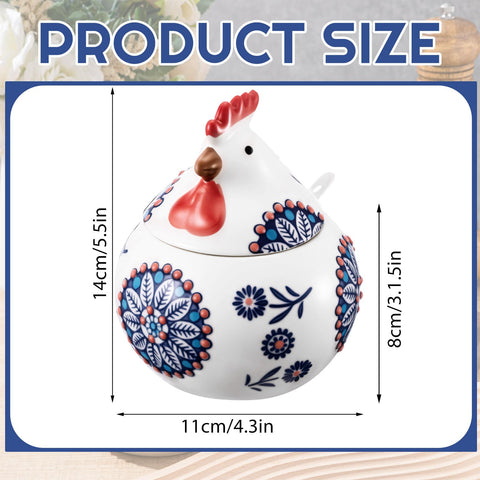 Acellegic blue chicken cookie jar design ideal for storing cookies and small treats.