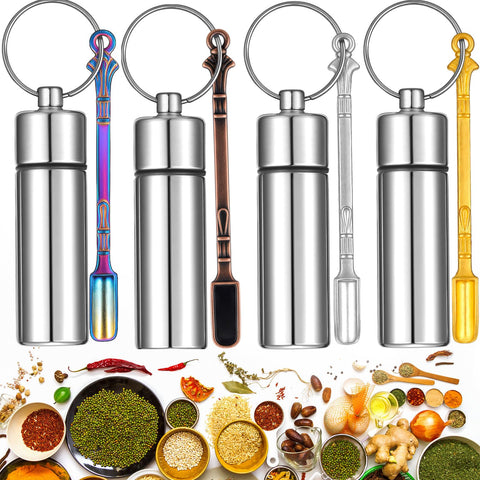 Acellegic spice containers pack travel set shows compact jars and spoons for on-the-go cooking.