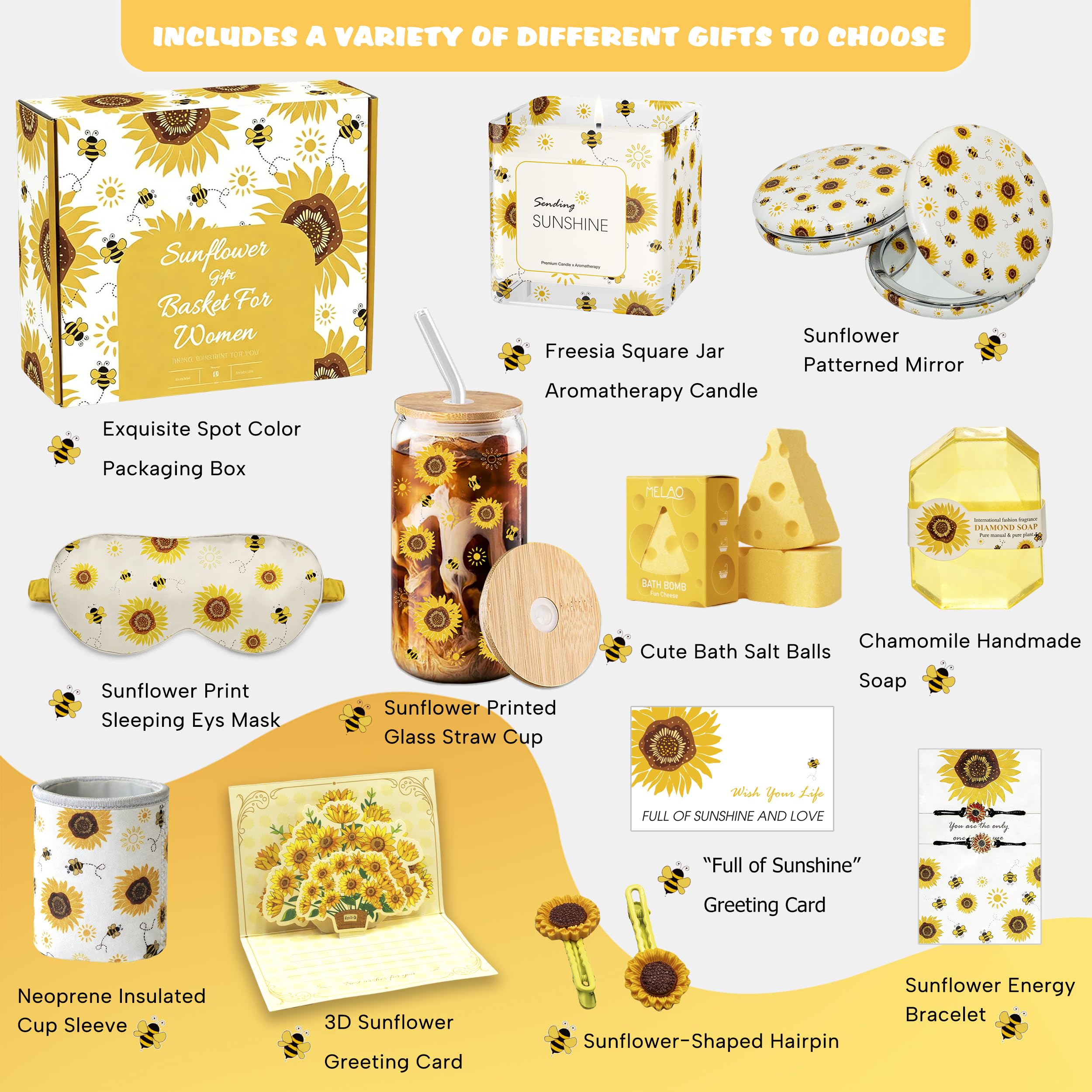 Acessorz Sunflower Gift Box petal bracelet for delicate accessory
