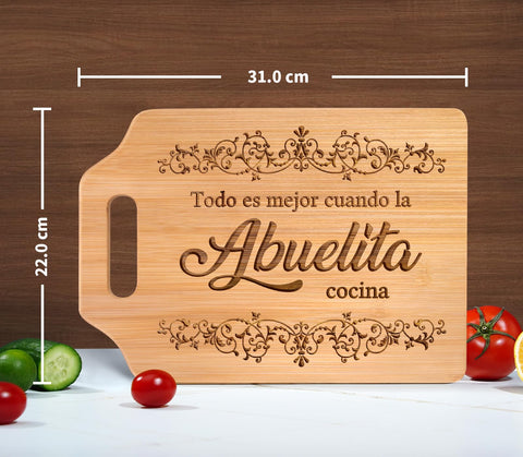 AceThrills abuelita gift cutting board with a warm message for family celebrations.