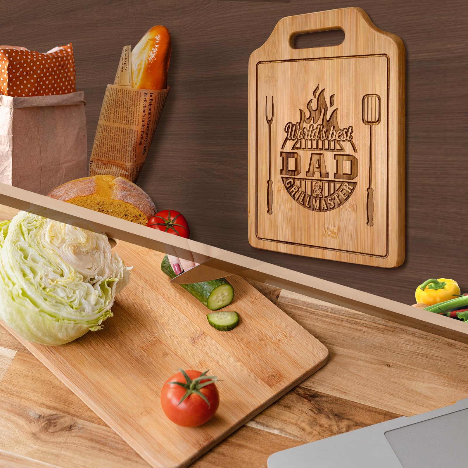 AceThrills Christmas gift for dad cutting board adds practical decor to any kitchen.