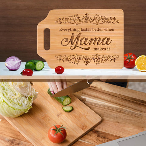 AceThrills cutting board size 12.3x8.7 inches fits countertops.