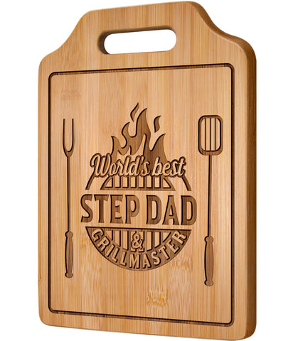 AceThrills engraved bamboo cutting board for step dad gifts, ready for daily prep.