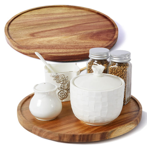 ACIAZAAZ 2-pack 10-inch acacia lazy susan for compact cabinet organization.