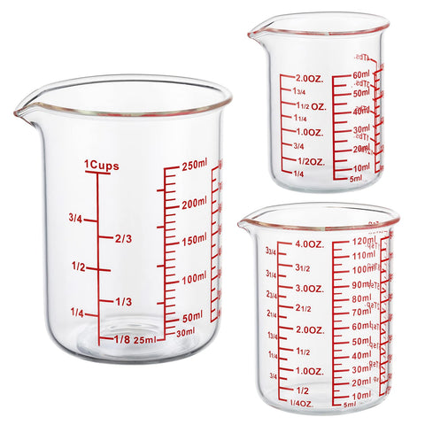 Ackers BORO3.3 glass measuring cup 60ml with pour spout for precise cooking
