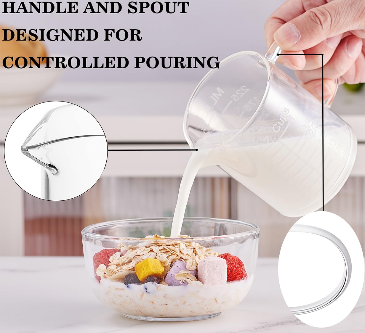 Ackers BORO3.3 insulated handle protects hands during hot pours.
