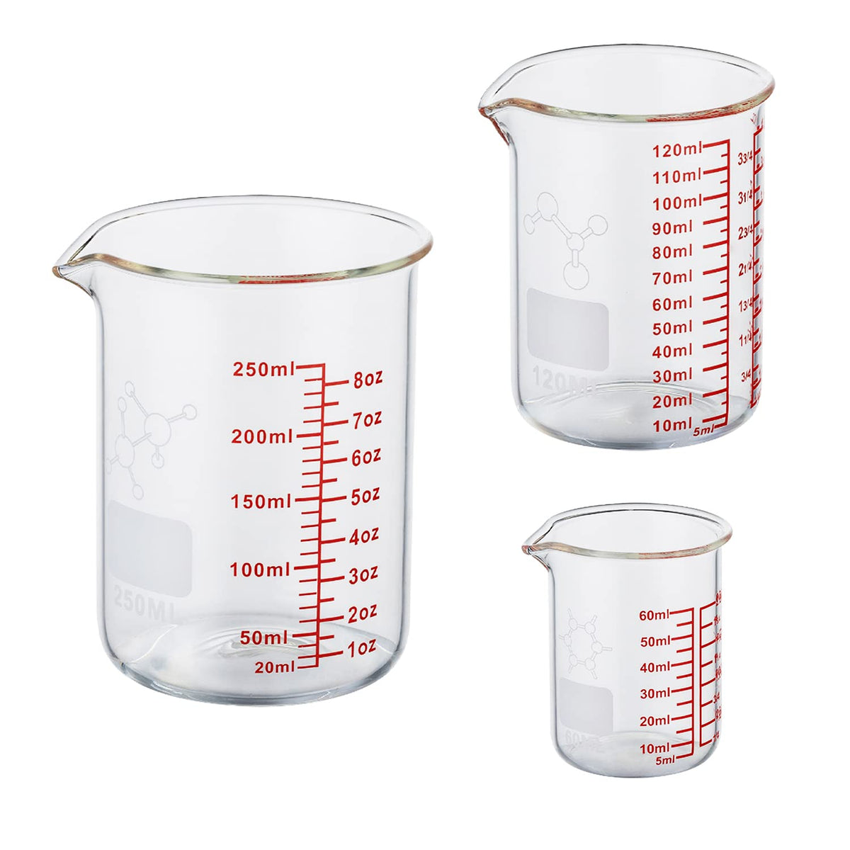 Ackers BORO3.3 mini beaker 2oz with clear markings for precise home measuring.
