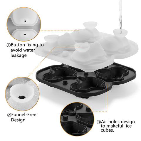 ACOOKEE BPA-free penguin-ice-mold with built-in funnel for simple filling.